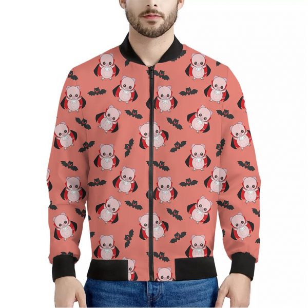 Dracula Pig Pattern Print Bomber Jacket