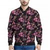 Embroidery Orchid Flower Pattern Print Bomber Jacket
