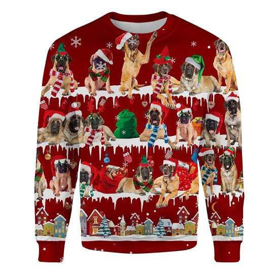 English Mastiff Snow Christmas Ugly Christmas Sweatshirt Animal Dog Cat Sweater Unisex
