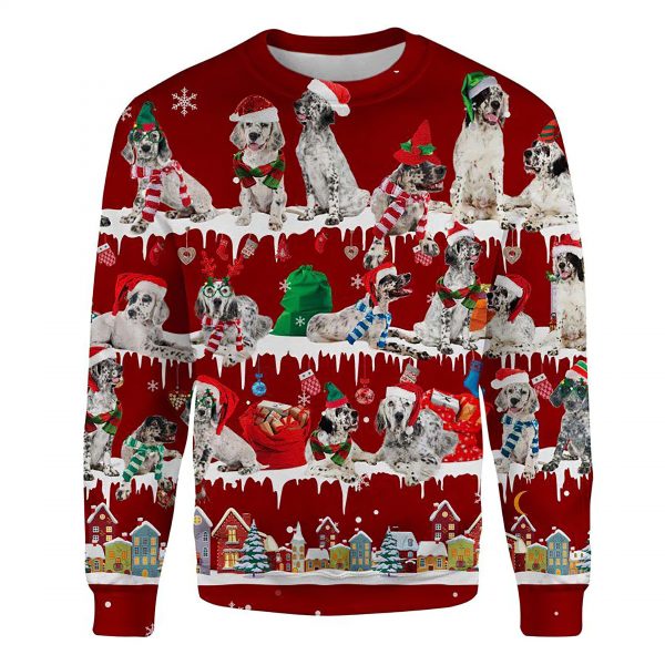 English Setter Snow Christmas Ugly Christmas Sweatshirt Animal Dog Cat Sweater Unisex