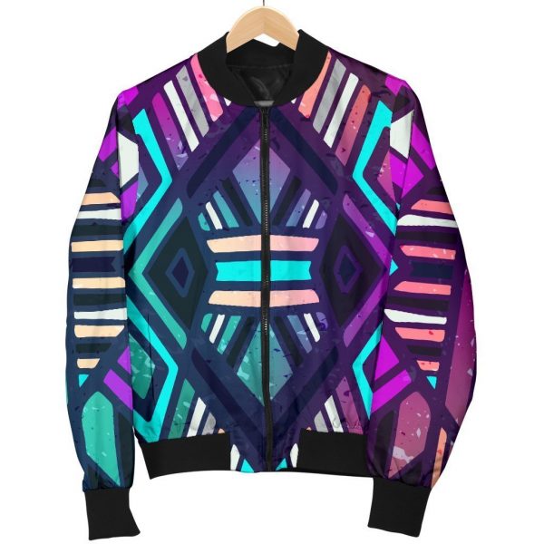 Ethnic Aztec Trippy Print Bomber Jacket