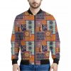 Ethnic Floral Patchwork Pattern Print Bomber Jacket