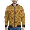 Ethnic Kente Pattern Print Bomber Jacket