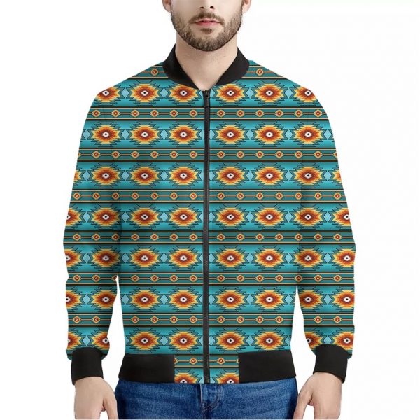 Ethnic Southwestern Navajo Pattern Print Bomber Jacket