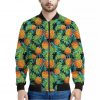 Exotic Tropical Pineapple Pattern Print Bomber Jacket