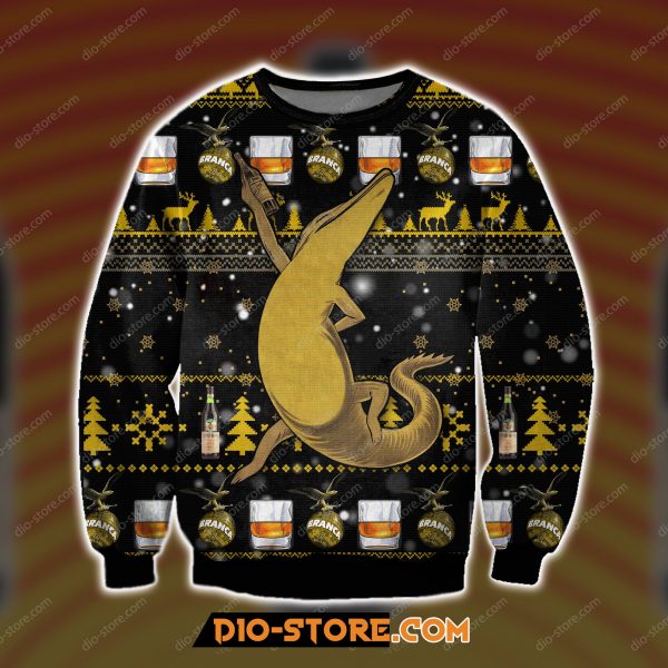 Fernet-Branca Beer Knitting Pattern 3D All Over Print Ugly Christmas Sweatshirt