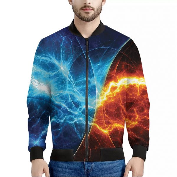 Fire And Ice Energy Print Bomber Jacket