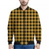 Fire Yellow Buffalo Check Pattern Print Bomber Jacket