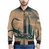 Fishing Hooks Print Bomber Jacket