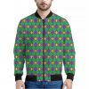 Fleur-De-Lis Mardi Gras Pattern Print Bomber Jacket