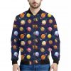 Food Planets Pattern Print Bomber Jacket