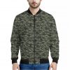 Forest Green Digital Camo Pattern Print Bomber Jacket