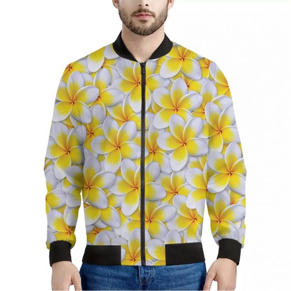 Frangipani Flower Print Bomber Jacket