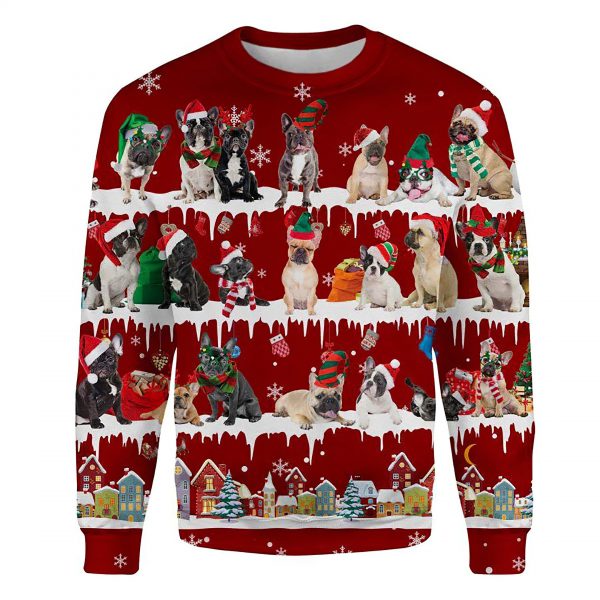 French Bulldog Snow Christmas Ugly Christmas Sweatshirt Animal Dog Cat Sweater Unisex
