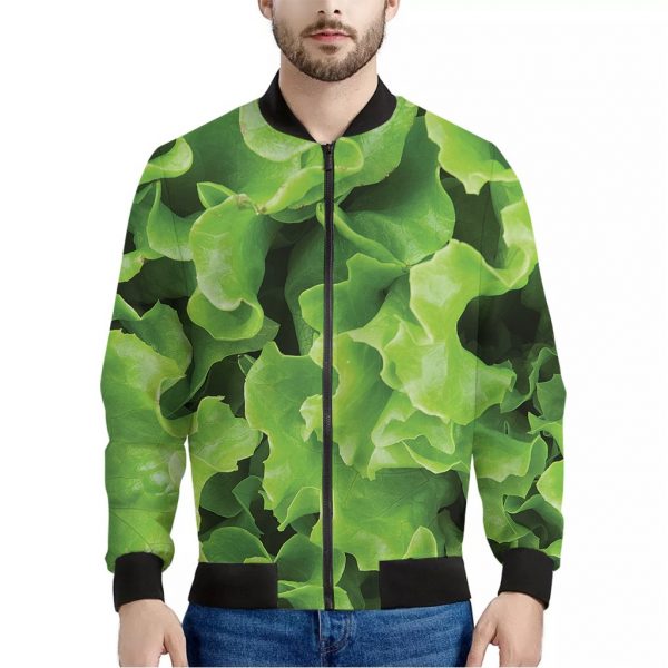 Fresh Lettuce Leaves Print Bomber Jacket