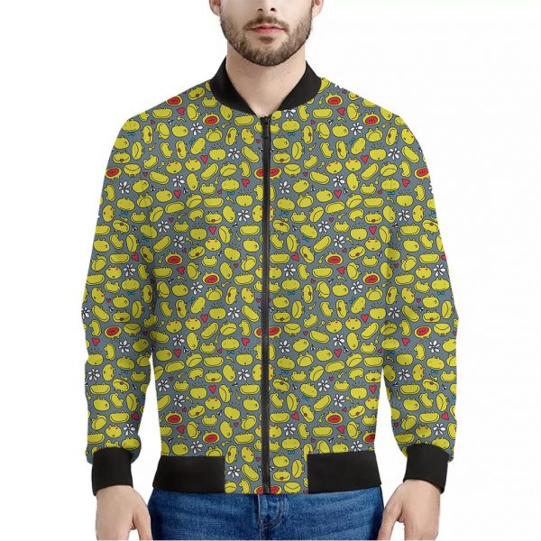 Frog Faces Pattern Print Bomber Jacket