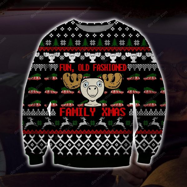 Fun Old Fashioned Family Xmas Knitting Pattern 3D Print Ugly Christmas Sweatshirt