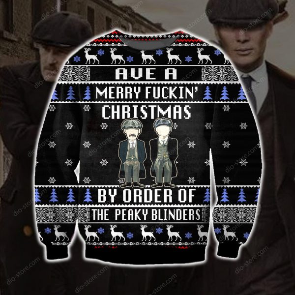 Funny Peaky Blinders Knitting Pattern 3D Print Ugly Sweatshirt