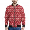 Geometric Knitted Pattern Print Bomber Jacket