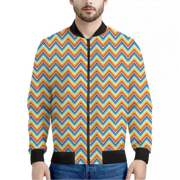 Geometric Native American Pattern Print Bomber Jacket