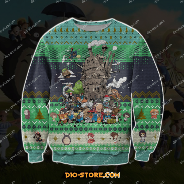 Ghibli Studio Characters 3D Print Ugly Christmas Sweatshirt