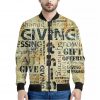 Giving And Tithing Religious Words Print Bomber Jacket