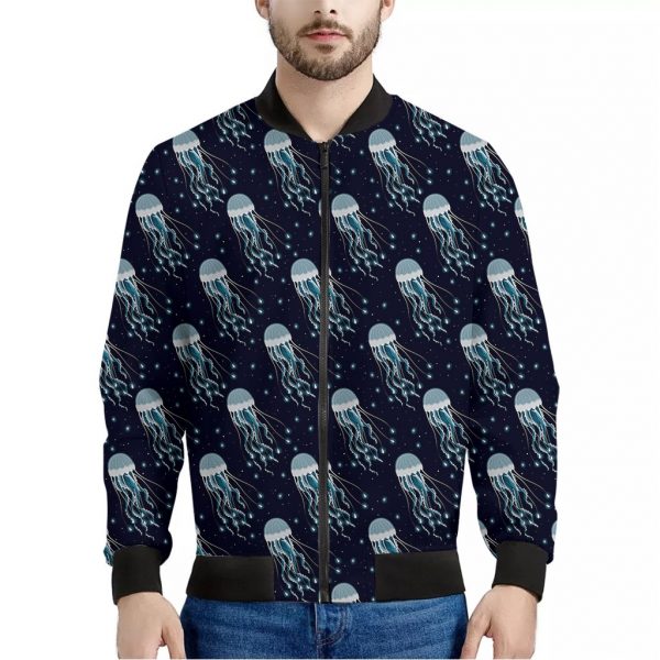 Glowing Jellyfish Pattern Print Bomber Jacket