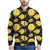Gold And Yellow Floral Print Bomber Jacket