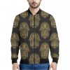 Gold Hamsa Pattern Print Bomber Jacket