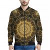 Gold Kaleidoscope Print Bomber Jacket