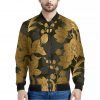 Golden Orchid Pattern Print Bomber Jacket