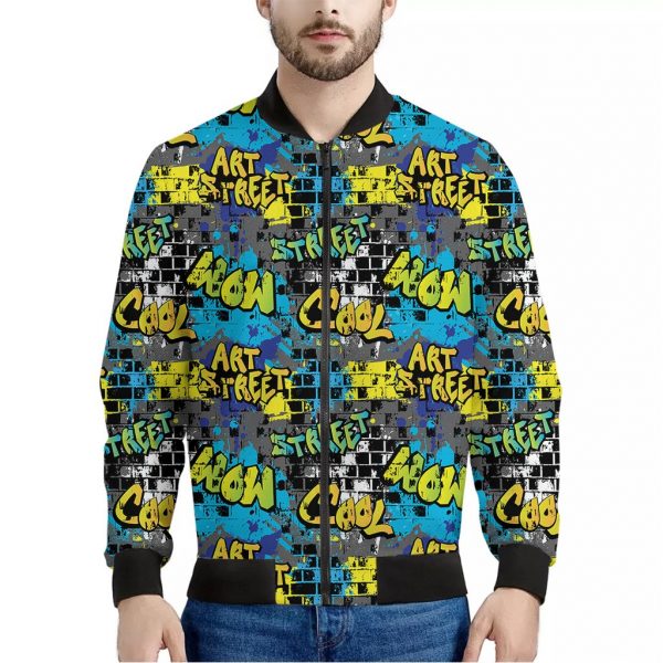 Graffiti Wall Print Bomber Jacket