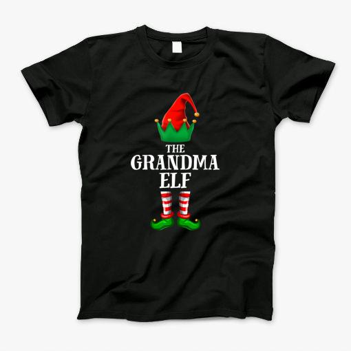 Grandma Elf Matching Famiy Gift Christmas Party Pajama T-Shirt