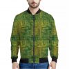 Green And Black African Ethnic Print Bomber Jacket