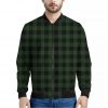 Green And Black Buffalo Plaid Print Bomber Jacket
