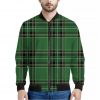 Green Stewart Tartan Pattern Print Bomber Jacket