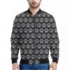 Grey And White Paw Knitted Pattern Print Bomber Jacket