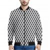 Grey Geometric Cube Shape Pattern Print Bomber Jacket