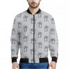 Grey Koala Pattern Print Bomber Jacket