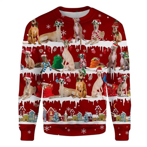 Greyhound Snow Christmas Ugly Christmas Sweatshirt Animal Dog Cat Sweater Unisex