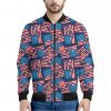 Grunge American Flag Pattern Print Bomber Jacket