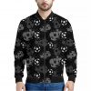 Grunge Soccer Ball Pattern Print Bomber Jacket