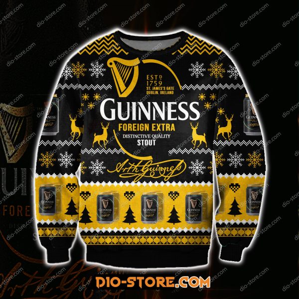 Guinness Foreign Extra Beer 3D All Over Print Ugly Christmas Sweatshirt