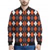 Halloween Argyle Pattern Print Bomber Jacket