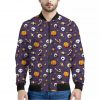Halloween Eyeball Pattern Print Bomber Jacket