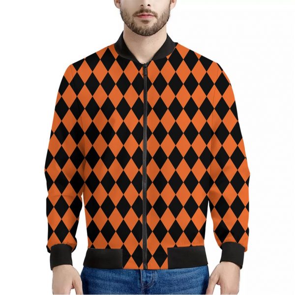 Halloween Harlequin Pattern Print Bomber Jacket