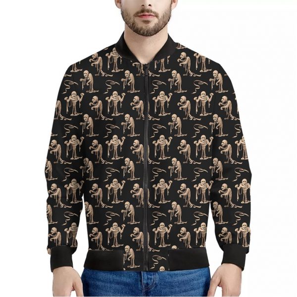 Halloween Mummy Pattern Print Bomber Jacket