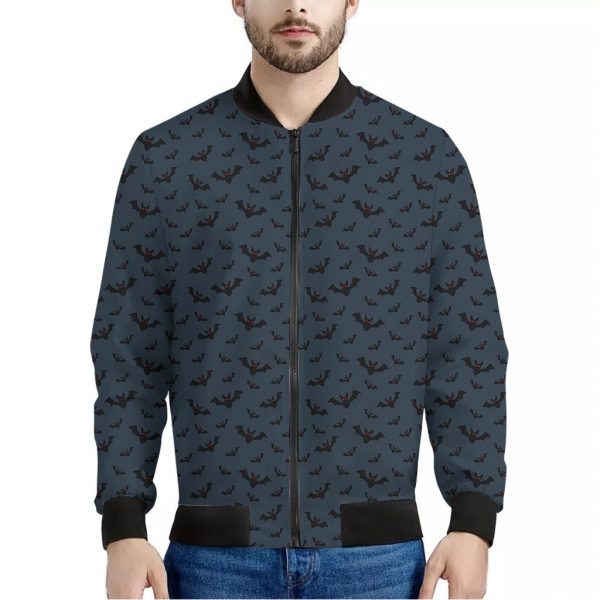 Halloween Vampire Bat Pattern Print Bomber Jacket
