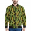 Hand-Drawn Corncob Pattern Print Bomber Jacket