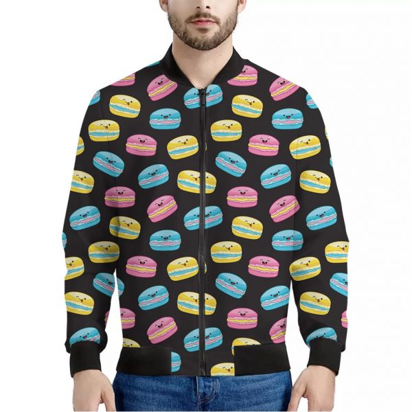 Happy Macarons Pattern Print Bomber Jacket